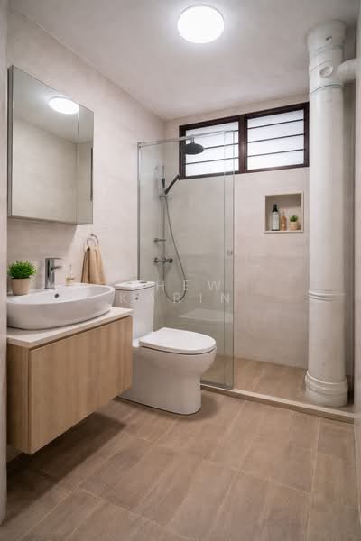 307 Bukit Batok Street 31, 307 Bukit Batok Street 31, 3 Bedrooms, 1,001 sqft, HDB Flat For Sale, by Chew Karin, 500102640 - Bathroom with AI Staging - PropertyGuru.com.sg