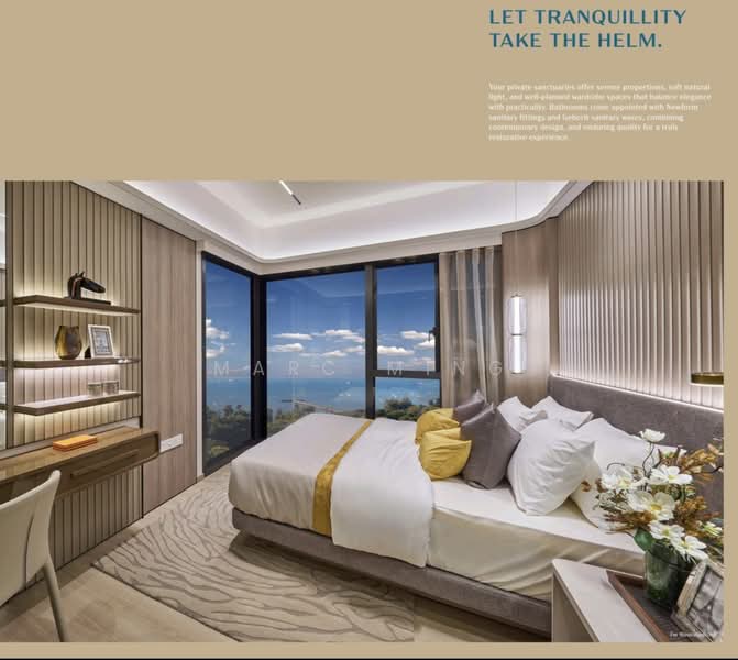 Vela Bay, Bayshore Road, 3 Bedrooms, 893 sqft, Condominium For Sale, by Marc Ming, 500103152 - Master Bedroom with view of the Sea - PropertyGuru.com.sg