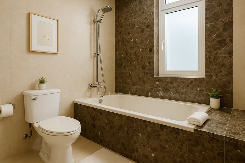 Cheapest under $1,500psf, Largest D10 Freehold Unit (more than 1800sqft) 6min to MRT, , 2 Bedrooms, 1,862 sqft, Condominium For Sale, by Gabriel Tan, 500104915 - Master Bathroom (Artist Impression) - PropertyGuru.com.sg