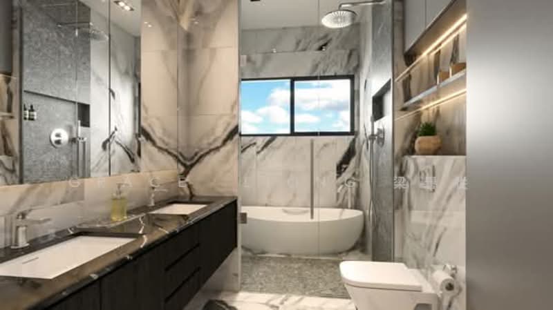 🎉Open House - 6 Cars Brand New Semi-D near Serangoon Gardens 🎉, Chepstow Close, Chiap Guan Avenue, Dix Road, Glasgow Road, Jalan Hwi Yoh, Leith Park, Leith Road, Phillips Avenue, Plantation Avenue, Rosyth Avenue, Yio Chu Kang Road, Chomp Chomp Food Centre, Tavistock Avenue, Worthing Road, Sandown Place, Maju Aven, 6 Bedrooms, 9,400 sqft, Semi-Detached House For Sale, by Grace  LIONG 梁礜從, 500107236 - Bathroom - PropertyGuru.com.sg