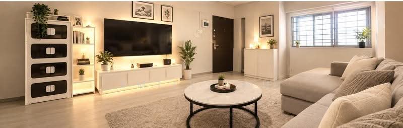 34 Marsiling Drive, 34 Marsiling Drive, Admiralty / Woodlands, 3 Bedrooms, 1,055 sqft, HDB Flat For Sale, by Emily Goh, 500108627 - AI illustration for living room - PropertyGuru.com.sg