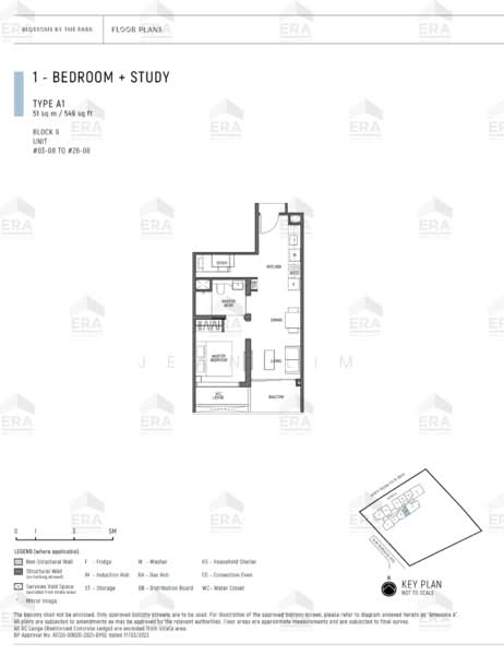 Blossoms By The Park, 9 Slim Barracks Rise, 1 Bedroom, 549 sqft, Condominium For Sale, by Jean Lim, 500108875 - Study - PropertyGuru.com.sg