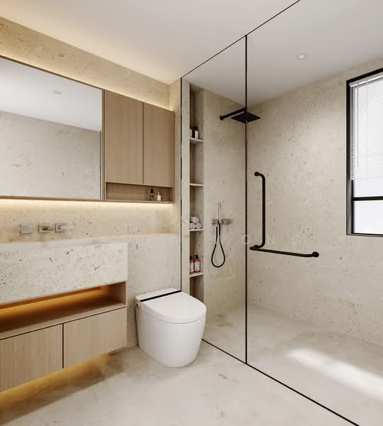 ❤️GIANT⚡️Brand New Inter-Terrace w Generous Land Size >2k sqft in Sembawang Hills Estate, Casuarina Road/ Thomson Heights/ Jalan Gelenggang, 5 Bedrooms, 5,780 sqft, Terraced House For Sale, by Caryn Wong, 500109894 - Bathroom - PropertyGuru.com.sg