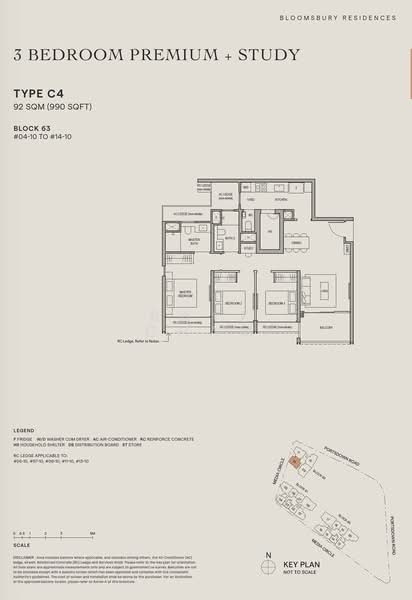 Bloomsbury Residences, 61 Media Circle, 3 Bedrooms, 990 sqft, Apartment For Sale, by Raye Cham, 500110145 - PropertyGuru.com.sg