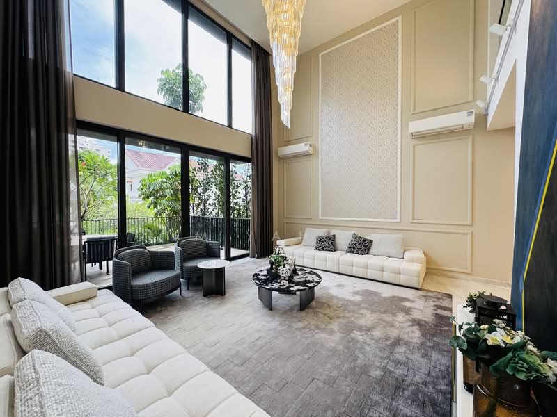 Brand New & luxury, 4 levels with Lift, living Hall with double volume high ceiling, walk to Novena MRT - call 8130 3636 to view now!, 6 Bedrooms, 6,926 sqft, Corner Terrace For Sale, by Kim Yan 金燕, 500110483 - Living Room - PropertyGuru.com.sg