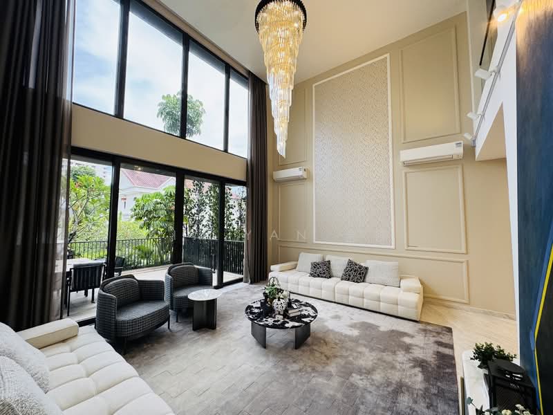 Brand New & luxury, 4 levels with Lift, living Hall with double volume high ceiling, walk to Novena MRT - call 8130 3636 to view now!, 6 Bedrooms, 6,926 sqft, Corner Terrace For Sale, by Kim Yan 金燕, 500110483 - Living Room - PropertyGuru.com.sg