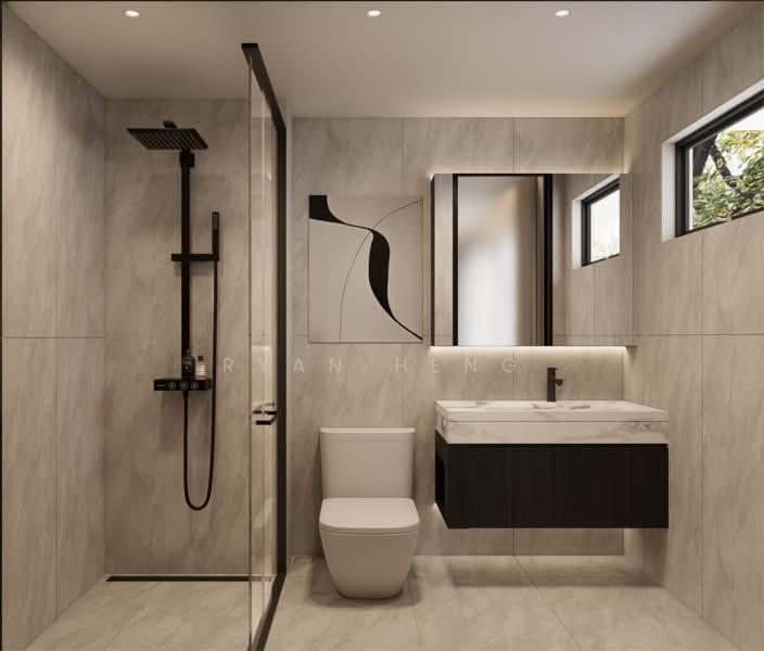 TOP Soon |2.5 w Mezzanine & Lift-Brand New Modern Design Home, Dafne Street, 5 Bedrooms, 4,263 sqft, Terraced House For Sale, by Ryan Heng, 500112050 - Bathroom - PropertyGuru.com.sg