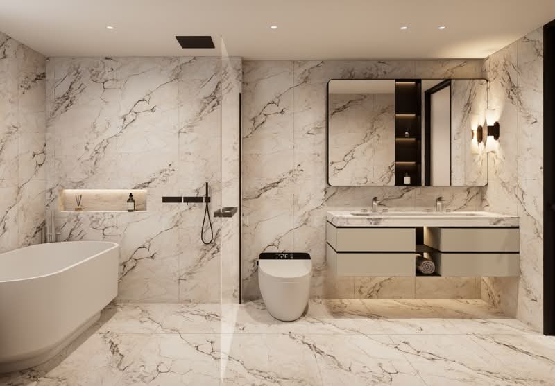 TOP Soon |2.5 w Mezzanine & Lift-Brand New Modern Design Home, Dafne Street, 5 Bedrooms, 4,263 sqft, Terraced House For Sale, by Ryan Heng, 500112050 - Bathroom - PropertyGuru.com.sg