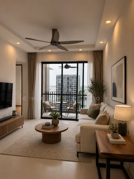 Foresque Residences, 101 Petir Road, 2 Bedrooms, 743 sqft, Condominium For Rent, by Charles Goy, 500112306 - Living Room (Virtually Staged) - PropertyGuru.com.sg