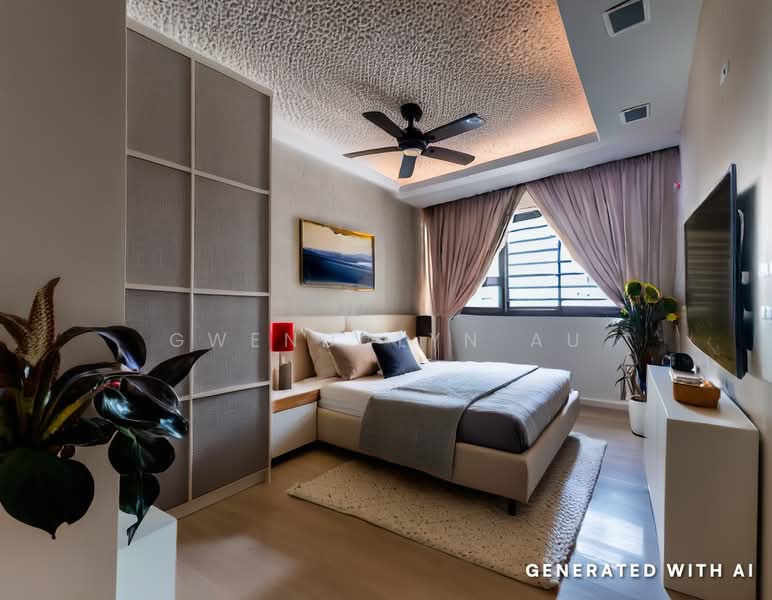 261B Punggol Way, 261B Punggol Way, 3 Bedrooms, 1,216 sqft, HDB Flat For Sale, by Gwendolyn Au, 500114145 - AI Staging Master Bedroom - PropertyGuru.com.sg