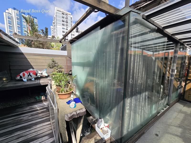 Exterior Pavilion with pond.