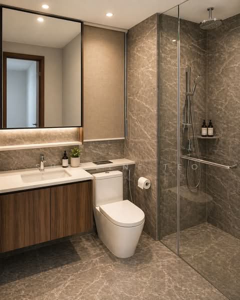 Lentor Modern, Lentor Central, 3 Bedrooms, 969 sqft, Condominium For Rent, by Sharlene Teo, 500115700 - Bathroom - PropertyGuru.com.sg