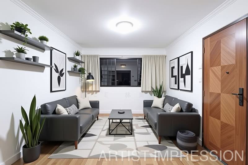 108 Bedok Reservoir Road, 108 Bedok Reservoir Road, 3 Bedrooms, 1,001 sqft, HDB Flat For Sale, by Bee 林美玲, 500116232 - Living Room (Artist Impression) - PropertyGuru.com.sg