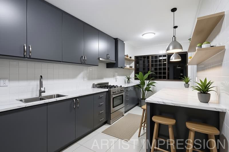 108 Bedok Reservoir Road, 108 Bedok Reservoir Road, 3 Bedrooms, 1,001 sqft, HDB Flat For Sale, by Bee 林美玲, 500116232 - Kitchen  (Artist Impression) - PropertyGuru.com.sg