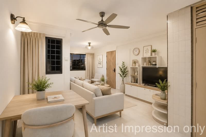 108 Bedok Reservoir Road, 108 Bedok Reservoir Road, 3 Bedrooms, 1,001 sqft, HDB Flat For Sale, by Bee 林美玲, 500116232 - Living Room (AI) - PropertyGuru.com.sg