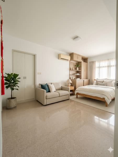 73A Redhill Road, 73A Redhill Road, 3 Bedrooms, 1,238 sqft, HDB Flat For Sale, by Derrick Tang, 500116509 - AI Generated photo - Master Bedroom - PropertyGuru.com.sg