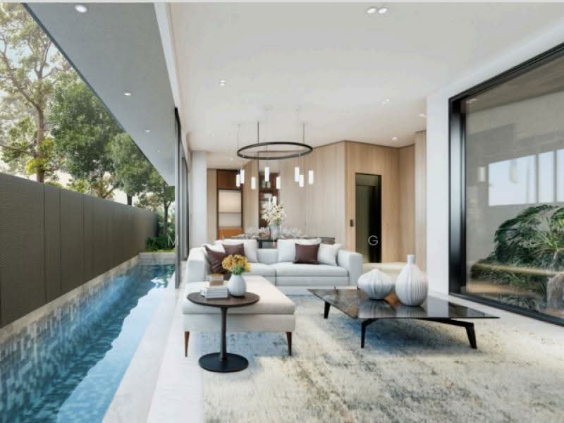 ⭐Brand New East Living @ $2XXXpsf Only✅"Renowned Architect" Corner Terrace, Face East | NO West Sun | Pool & Lift | 5 Rooms ensuite, 6 Bedrooms, 6,410 sqft, Corner Terrace For Sale, by Melvin Ng, 500116830 - Living Room - PropertyGuru.com.sg