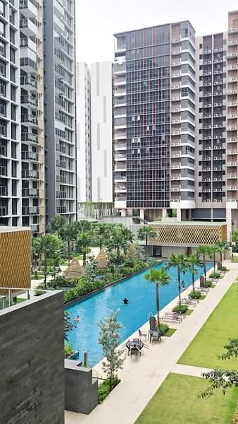 Penrose, 30 Sims Drive, 2 Bedrooms, 710 sqft, Condominium For Sale, by Alvin Tay, 500117430 - Pool View from Balcony - PropertyGuru.com.sg