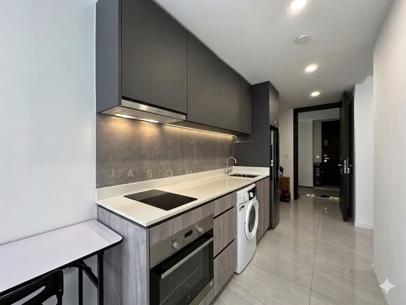 Kitchen with lighting enhanced by AI