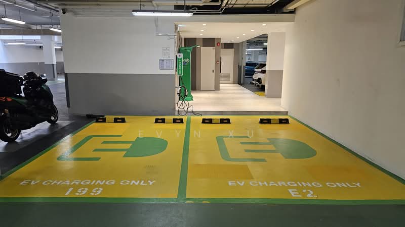 H2O Residences, 30 Fernvale Link, 3 Bedrooms, 1,130 sqft, Condominium For Rent, by Evyn Xu, 500118589 - EV charging stations at basement carpark - PropertyGuru.com.sg