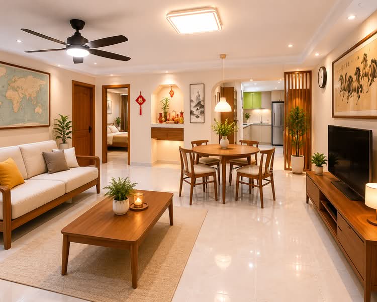 407 Serangoon Avenue 1, 407 Serangoon Avenue 1, 3 Bedrooms, 1,119 sqft, HDB Flat For Sale, by George Yang, 500118969 - Living Room - PropertyGuru.com.sg