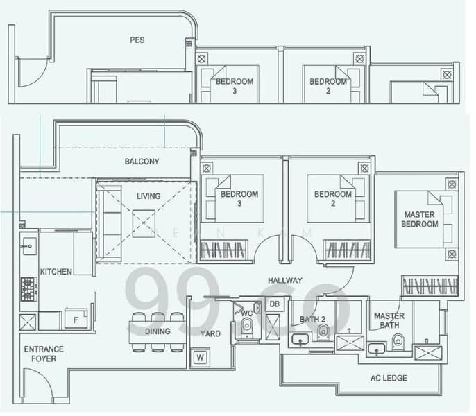 Hundred Palms Residences, 266 Yio Chu Kang Road, 3 Bedrooms, 1,055 sqft, Executive Condominium For Rent, by Dean Kam, 500119881 - PropertyGuru.com.sg