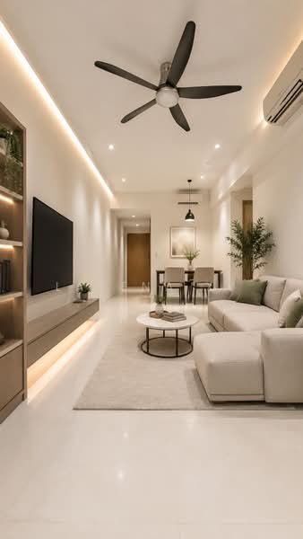 Vacanza @ East, 48 Lengkong Tujoh, Eunos / Geylang / Paya Lebar, 2 Bedrooms, 840 sqft, Condominium For Sale, by Lavena Xu, 500121148 - AI illustration of Living Room - PropertyGuru.com.sg