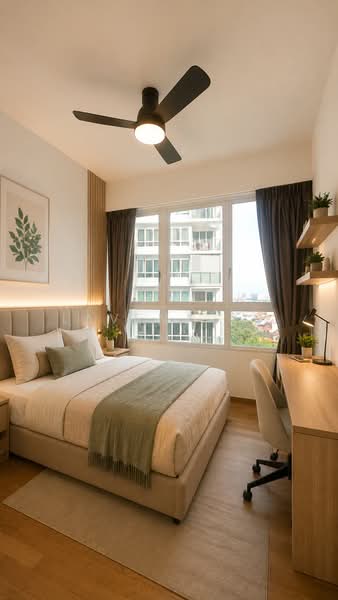 Vacanza @ East, 48 Lengkong Tujoh, Eunos / Geylang / Paya Lebar, 2 Bedrooms, 840 sqft, Condominium For Sale, by Lavena Xu, 500121148 - AI illustration of Common Bedroom - PropertyGuru.com.sg