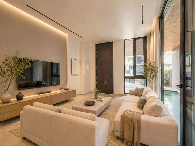 ⭐️ONLY BRAND NEW JUST TOP INTER TERRACE IN D10 | WITHIN 1KM TO HENRY PARK PRIMARY | NEAR MRT & MKT⭐️, Mount Sinai Road Grove Holland Jalan Kebaya Moonbeam Jelita Tenang Istimewa Maryland Ming Teck Greenleaf Sixth Haji Alias Namly Coronation Lim Tai See Allamanda Ampang Siantan Hua Guan Siantuan Lantana Lemon Lasia Lotus Lily Maple Cypress Fir Redwood, 5 Bedrooms, 4,574 sqft, Terraced House For Sale, by Damian Tan 陈係赈, 500122952 - Living Room - PropertyGuru.com.sg