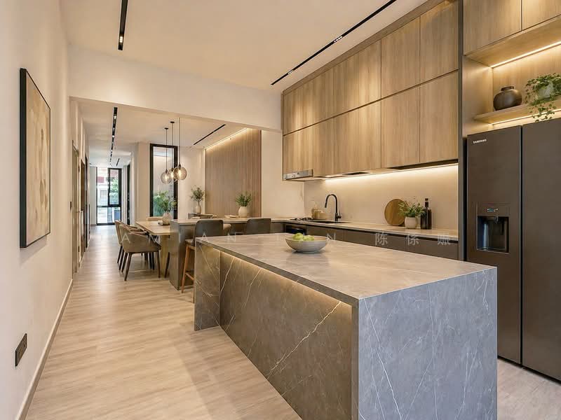 ⭐️ONLY BRAND NEW JUST TOP INTER TERRACE IN D10 | WITHIN 1KM TO HENRY PARK PRIMARY | NEAR MRT & MKT⭐️, Mount Sinai Road Grove Holland Jalan Kebaya Moonbeam Jelita Tenang Istimewa Maryland Ming Teck Greenleaf Sixth Haji Alias Namly Coronation Lim Tai See Allamanda Ampang Siantan Hua Guan Siantuan Lantana Lemon Lasia Lotus Lily Maple Cypress Fir Redwood, 5 Bedrooms, 4,574 sqft, Terraced House For Sale, by Damian Tan 陈係赈, 500122952 - Kitchen - PropertyGuru.com.sg