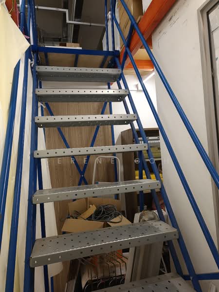 Mapex, 37 Jalan Pemimpin, 1,647 sqft, Light Industrial (B1) For Sale, by Serene Goh, 500123162 - Staircase leading up to mezzanine level - CommercialGuru.com.sg