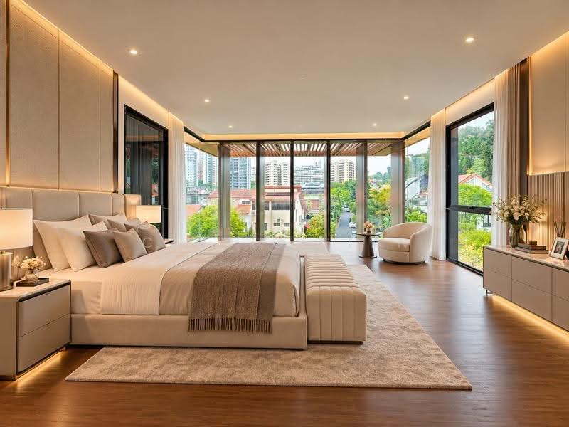 ⭐️EXCLUSIVE LISTING⭐️ Holland/ Jelita Brand new Majestic BUNGALOW with huge pool, Holland Road / Moonbeam/Jelita/ Mount Sinai, Tanglin / Holland / Bukit Timah, 7 Bedrooms, 9,230 sqft, Detached House For Sale, by Candice Tan, 500123353 - Master Bedroom - PropertyGuru.com.sg