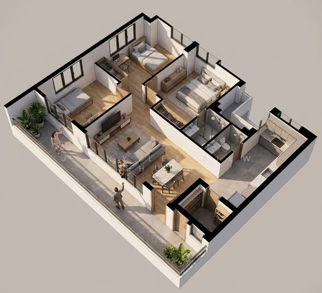 291B Compassvale Street, 291B Compassvale Street, 3 Bedrooms, 968 sqft, HDB Flat For Sale, by Jenny Lee Siew Chuen, 500124927 - 3D Render (Illustration Purposes only) - PropertyGuru.com.sg