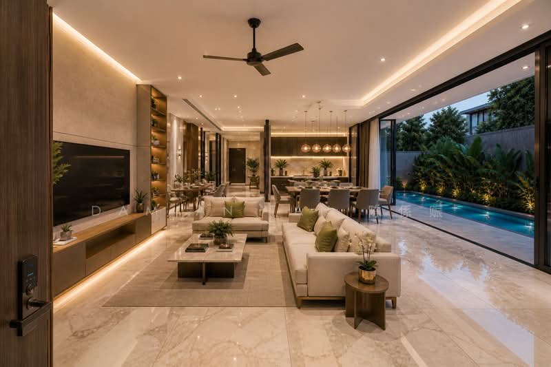 ⭐️RARE BRAND NEW PAIR ELEVATED DETACHED HSE! | WITHIN 1KM TO PEI HWA & MGS PRIMARY | NEAR KAP MRT⭐️, Hua Guan Avenue Sian Tuan Wilmonar Yarwood Binjai Din Pang Bee San Stone Jalan Jambu Ayer Mawar Batu Kampong Chantek Swiss Club Holland Greenleaf Fir Redwood Maple Cypress Oak Cherry Lily Lasia Lemon Lotus Lantana Garlick Sixth Namly Lim Tai See, 6 Bedrooms, 10,948 sqft, Detached House For Sale, by Damian Tan 陈係赈, 500127323 - Living Room - PropertyGuru.com.sg