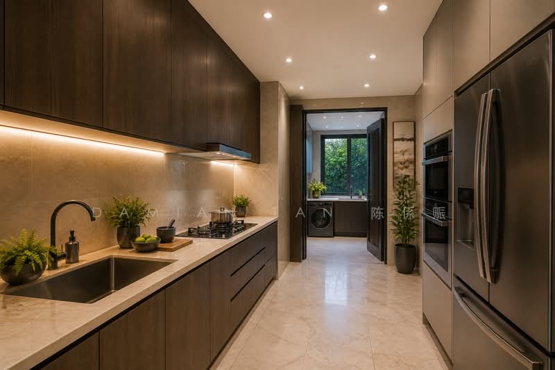 ⭐️RARE BRAND NEW PAIR ELEVATED DETACHED HSE! | WITHIN 1KM TO PEI HWA & MGS PRIMARY | NEAR KAP MRT⭐️, Hua Guan Avenue Sian Tuan Wilmonar Yarwood Binjai Din Pang Bee San Stone Jalan Jambu Ayer Mawar Batu Kampong Chantek Swiss Club Holland Greenleaf Fir Redwood Maple Cypress Oak Cherry Lily Lasia Lemon Lotus Lantana Garlick Sixth Namly Lim Tai See, 6 Bedrooms, 10,948 sqft, Detached House For Sale, by Damian Tan 陈係赈, 500127323 - Kitchen - PropertyGuru.com.sg