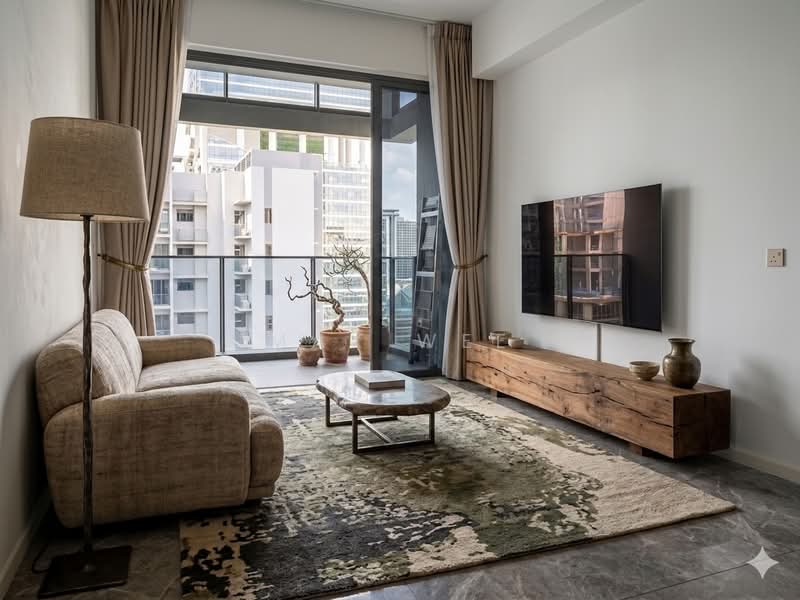 The M, 30 Middle Road, 2 Bedrooms, 614 sqft, Condominium For Sale, by Max Wee, 500128179 - Living Room - AI inspired - PropertyGuru.com.sg