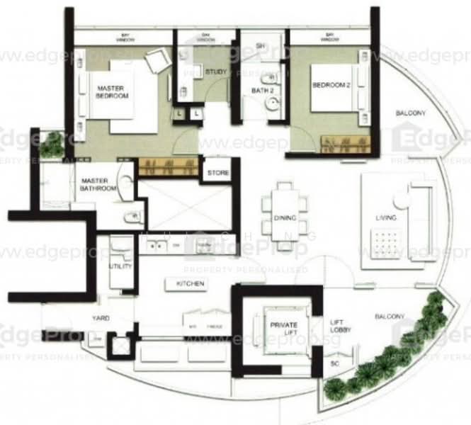 The Trillium. 2 plus study., , 2 Bedrooms, 1,399 sqft, Condominium For Rent, by Hui Ching, 500128221 - PropertyGuru.com.sg