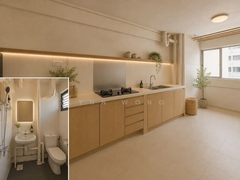 160 Yishun Street 11, 160 Yishun Street 11, 2 Bedrooms, 721 sqft, HDB Flat For Sale, by Lynn Wong, 500128714 - Kitchen & Toilet (AI Sample) - PropertyGuru.com.sg