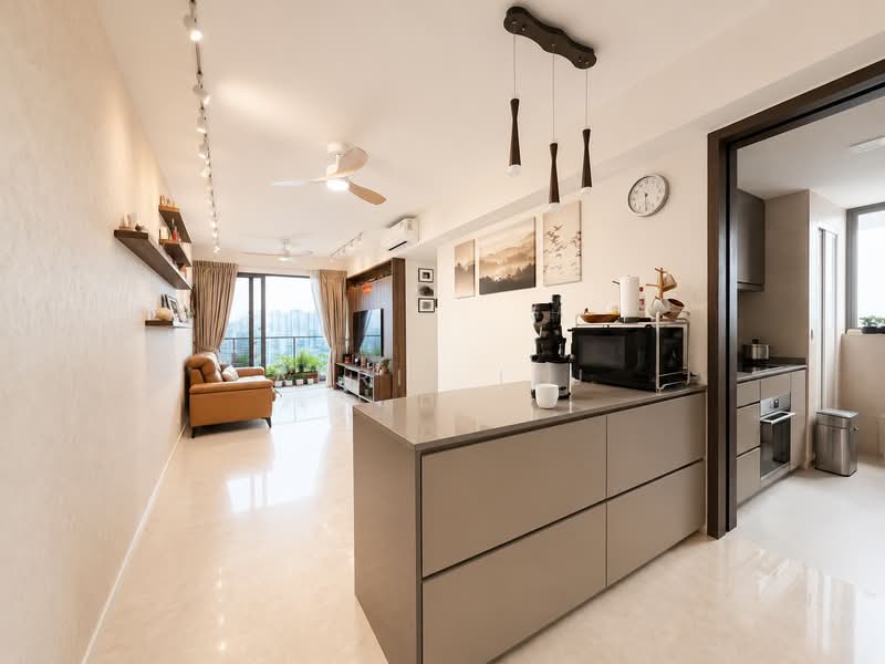 Clavon, 6 Clementi Avenue 1, 3 Bedrooms, 1,130 sqft, Condominium For Sale, by April Liu, 500130949 - Dry kitchen+living room - PropertyGuru.com.sg