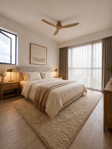 AMO Residence, 21 Ang Mo Kio Rise, 3 Bedrooms, 1,044 sqft, Condominium For Sale, by Kelly Tham, 500131545 - Master Bedroom (Furnished) - PropertyGuru.com.sg