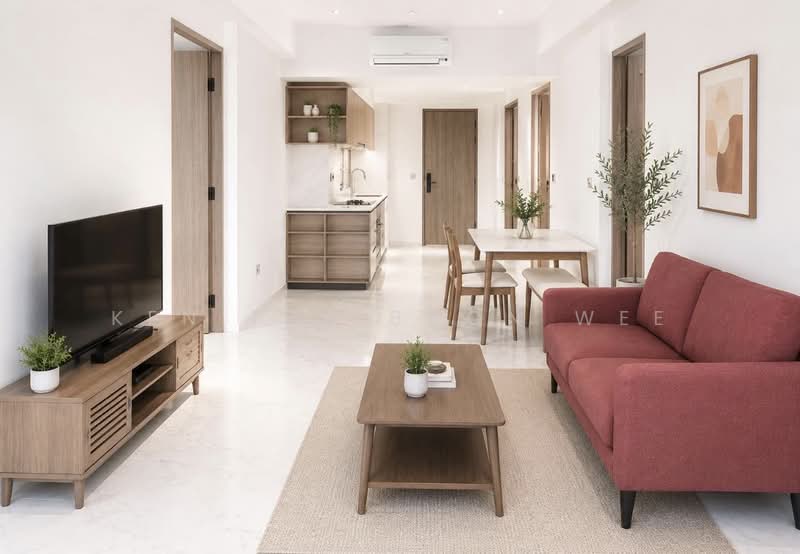 Sceneca Residence, Tanah Merah Kechil Link, 2 Bedrooms, 764 sqft, Condominium For Rent, by Ken Tay Boon Wee, 500132832 - Living Room AI generated - PropertyGuru.com.sg