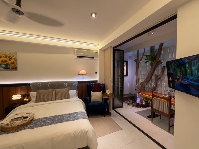 Newly Renovated Studio with indoor tree courtyard, , Studio, 350 sqft, Terraced House For Rent, by COZING CO-LIVING, 500133470 - Bedroom - PropertyGuru.com.sg