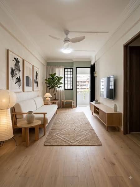 571 Cheng San Court, 571 Ang Mo Kio Avenue 3, 2 Bedrooms, 721 sqft, HDB Flat For Sale, by Jennifer Lee, 500135908 - Artist Impression Living Room (AI Gen) - PropertyGuru.com.sg