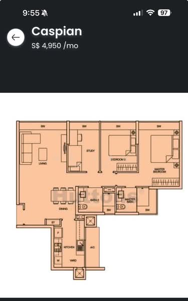 Caspian, 54 Lakeside Drive, 3 Bedrooms, 1,001 sqft, Condominium For Rent, by Ng Han Min, 500136951 - PropertyGuru.com.sg