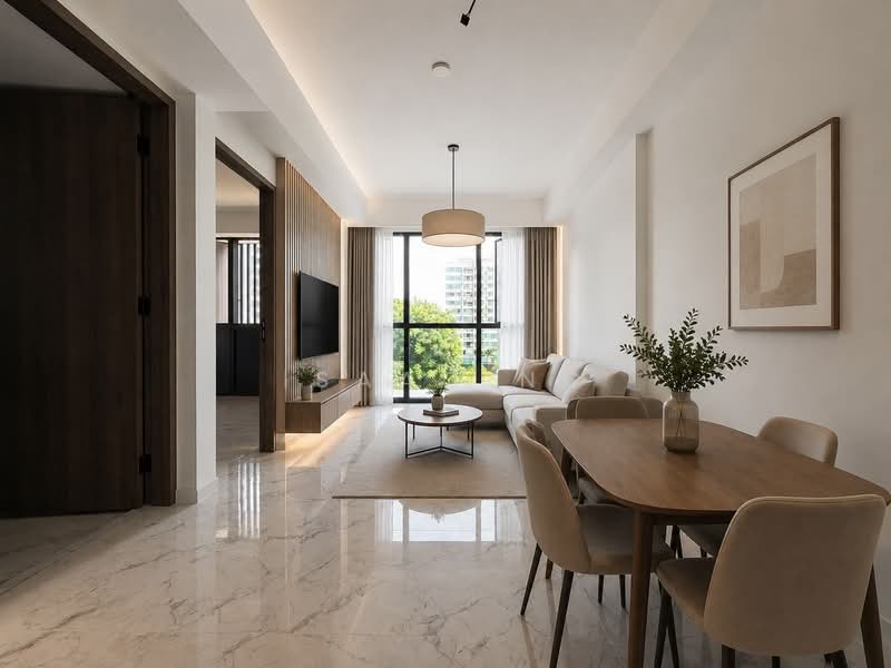 Sceneca Residence, Tanah Merah Kechil Link, 1 Bedroom, 463 sqft, Condominium For Rent, by Isaac Ng, 500137498 - Living Room - PropertyGuru.com.sg