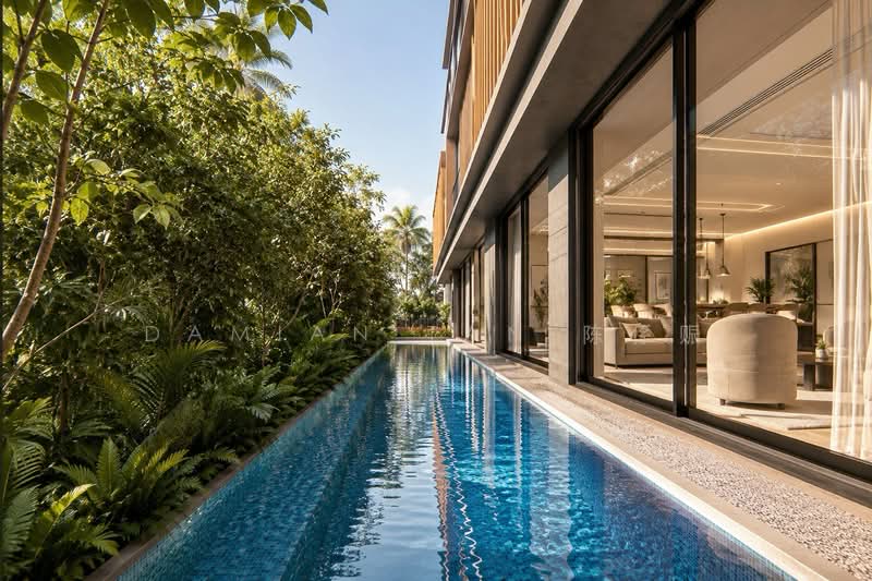 ⭐️RARE BRAND NEW DETACHED IN GCBA | WITHIN 1KM TO HENRY PARK PRIMARY | NEAR MRT & MKT⭐️, Jalan Pelangi Oei Tiong Ham Park Sampurna Harum Leedon Coronation Ford Queen Astrid Mount Sinai Lane Grove Holland Jalan Kebaya Moonbeam Jelita Tenang Istimewa Maryland Ming Teck Greenleaf Sixth Haji Alias Namly Lim Tai See Allamanda Ampang, 5 Bedrooms, 10,717 sqft, Detached House For Sale, by Damian Tan 陈係赈, 500137704 - Pool View - PropertyGuru.com.sg