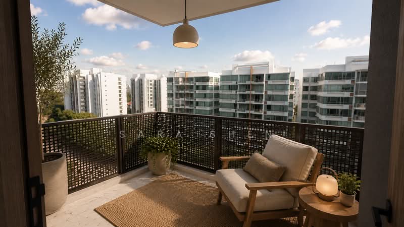 Sceneca Residence, Tanah Merah Kechil Link, 3 Bedrooms, 904 sqft, Condominium For Sale, by Sara Shen, 500142269 - Balcony - PropertyGuru.com.sg