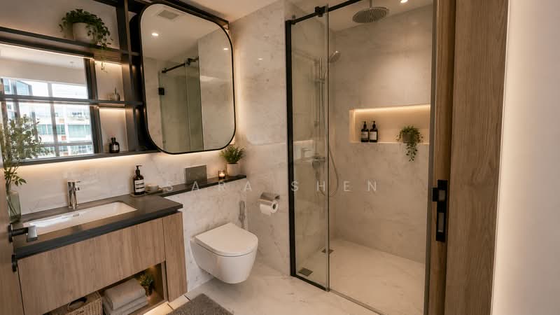Sceneca Residence, Tanah Merah Kechil Link, 3 Bedrooms, 904 sqft, Condominium For Sale, by Sara Shen, 500142269 - Bathroom - PropertyGuru.com.sg