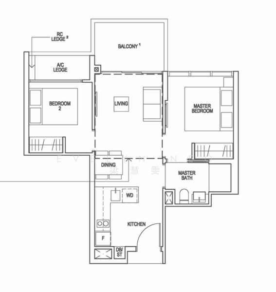 Riverfront Residences, 53 Hougang Avenue 7, 2 Bedrooms, 614 sqft, Condominium For Rent, by Evelyn Neo 梁慧雯, 500142273 - PropertyGuru.com.sg