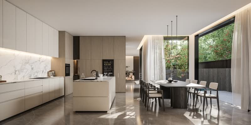 Brand New Semi-Detached at Woo Man Chew Road, Woo Mon Chew Road/ Figaro Street/ Opera Estate/ Aida/ East Coast, 7 Bedrooms, 8,546 sqft, Semi-Detached House For Sale, by Jasmine Ye, 500145019 - Dry Kitchen with dining - PropertyGuru.com.sg